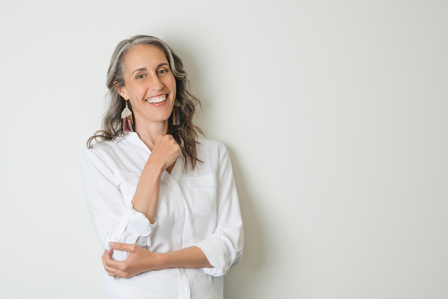 Studio Headshot with White Outfit