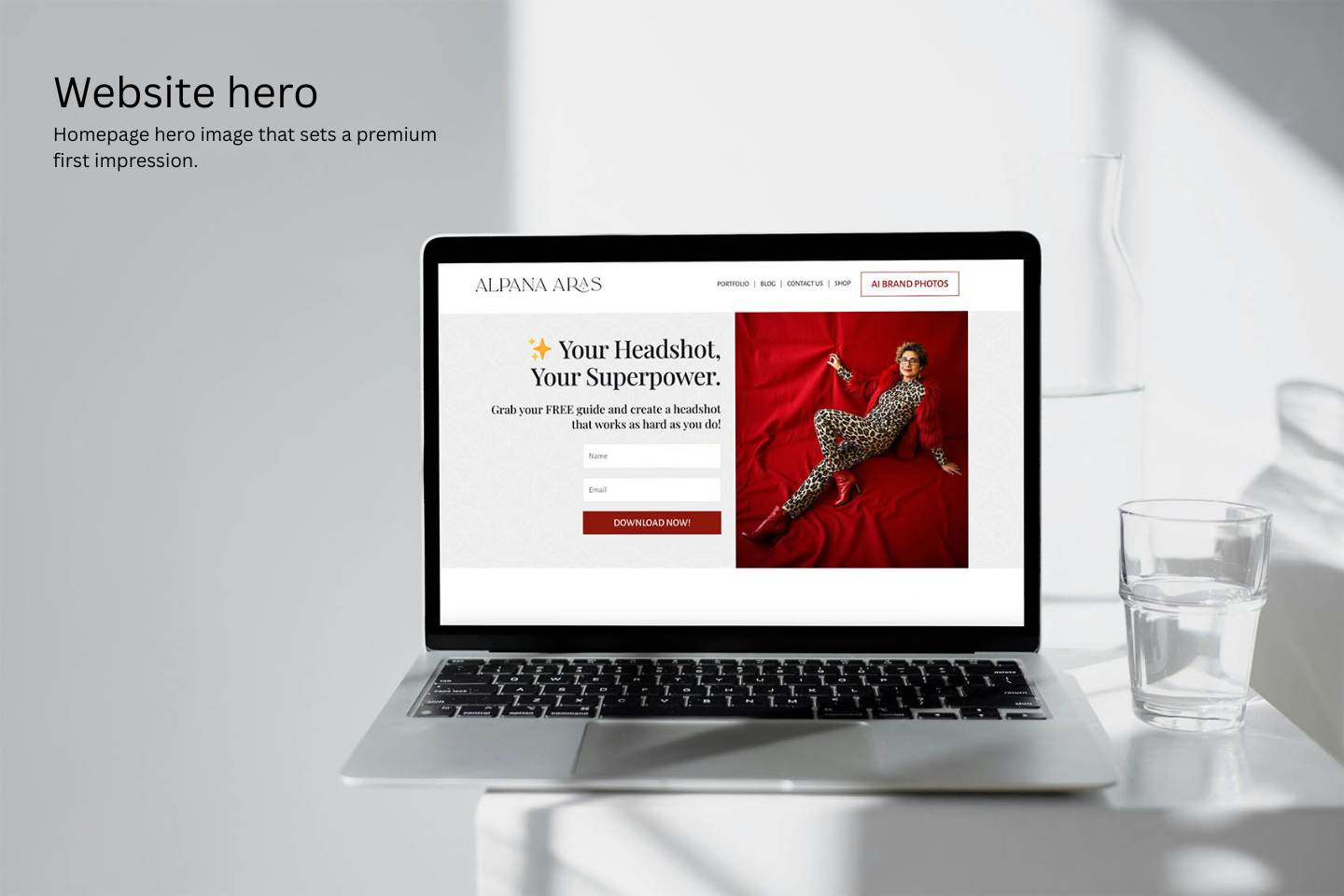 reimagined-ai-portrait-website-hero-homepage AI brand portrait used as a homepage hero image to create a premium first impression
